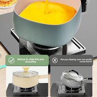 Marmite carrée en aluminium antiadhésive de style japonais pour lait, aliments pour bébés, nouilles instantanées, avec couvercle en verre