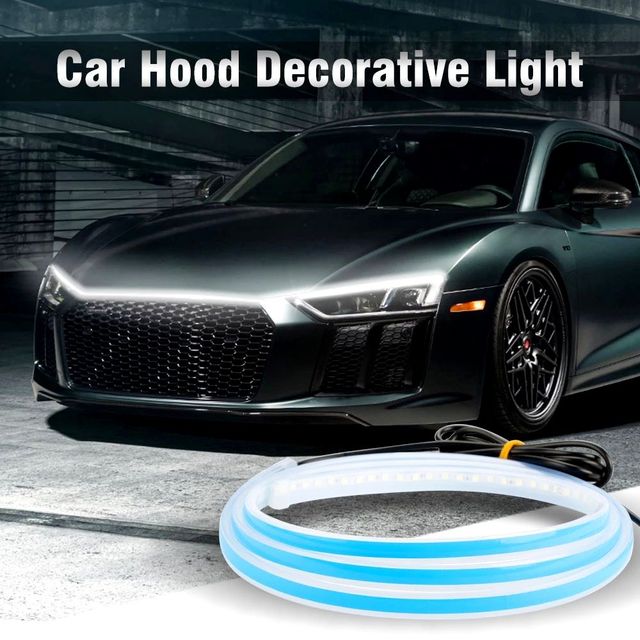 Headlight Daytime Running Light for Car Dynamic White with Start Sequential Scan Car LED Lights Exterior Hood Light Strip