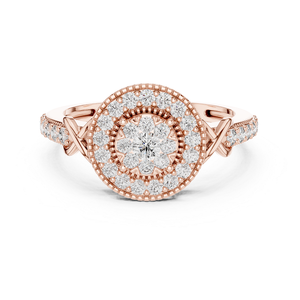 Bague en or rose sertie de diamants, bijoux élégants et brillants pour femmes, idéale pour les mariages, les fiançailles, les fêtes et les occasions spéciales - Product Image 2