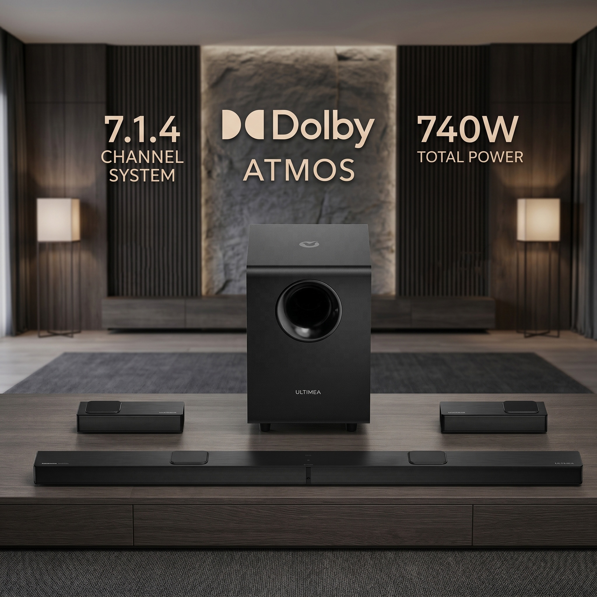 ULTIMEA Nova S90 Gaming Soundbar – 740W Surround Sound System with Wireless Subwoofer for PS5, Xbox &amp; PC