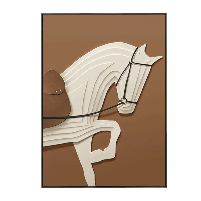 Art Wooden Board Relief Hand-painted Sandstone Horse Three-dimensional Physical Painting