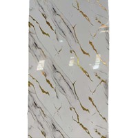 Panel de imitación mármol dorado UV de alto brillo, panel de pared de PVC para decoración de interiores
