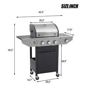 Parrilla de Gas Propano de Acero Inoxidable DB de 3 Quemadores, 37000 Btu, para Cocinar al Aire Libre en el Patio - Product Image 4