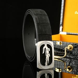 Nuevo Cinturón de Cuero de Cocodrilo 100% Genuino de Alta Calidad para Hombre, Cinturones Formales con Hebilla de Placa de Marca Veritable para Hombre, Fabricantes - Product Image 2