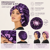 Bonnet de nuit en satin personnalisé, grande taille, réversible, double couche, élastique réglable, pour femmes, soin des cheveux, bonnet de nuit