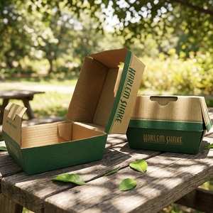 Boîte d'emballage pour hamburger en papier kraft de luxe, jetable et recyclable, avec pelliculage mat et gaufrage, style dossier personnalisé - Product Image 4