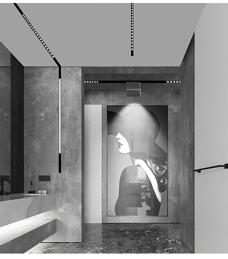 Черная светодиодная линейная лампа с магнитной дорожкой