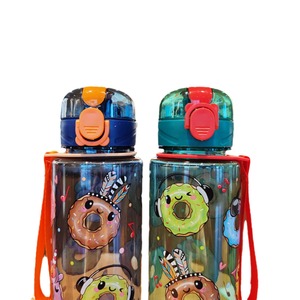 Cute Cartoon Donut Print Water Bottle Bpa Free Portable Travel Drinkware With Straw For Direct Drinking - Product Image 5