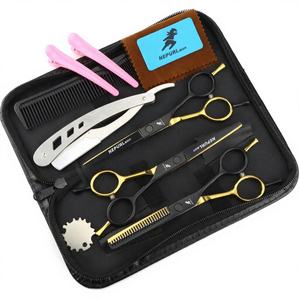 Ensemble de ciseaux de coiffure 3 pièces de 5,5 pouces, style A-line, avec ciseaux plats, ciseaux à effiler à dents fines et étui zippé - Product Image 1