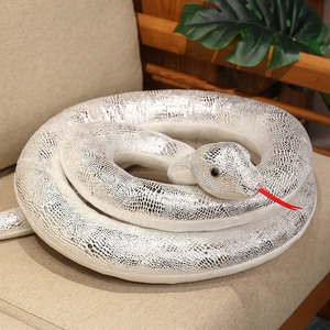 Peluche Gigante <span class=keywords><strong>Anaconda</strong></span> 2025, Serpente Morbido Imbottito Giallo Argento Nero Glitterato, Giocattolo in Peluche Verde, Bambole Serpente in Peluche - Product Image 3