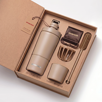 Ensemble cadeau de bouteilles de shaker à protéines Everich Exercise Gym Sports à double paroi en acier inoxydable pour l'entraînement, 600 ml et 700 ml, avec fond de rangement