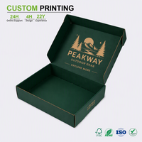 Boîtes d'expédition en carton ondulé vert foncé personnalisées avec couvercle intérieur imprimé or pour l'emballage de marques d'équipements de plein air – Vente en gros