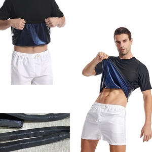 Tuta Termica da <span class=keywords><strong>Sauna</strong></span> <span class=keywords><strong>per</strong></span> Uomo con Pantaloncini e Maglietta, Fascia Dimagrante Corta <span class=keywords><strong>per</strong></span> Efficace Sudorazione - Product Image 4