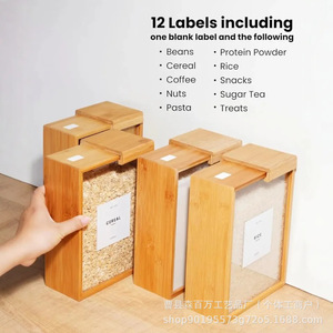 Rice Storage Box Wooden Lid Rectangle Dustproof <b>Kitchen</b> Utensil Large Capacity Grain Container - Product Image 4