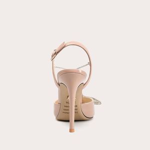 Nuevas Sandalias de Tacón Fino con Lazo de Mariposa y Pedrería para Mujer, Sandalias de Tacón Alto con Lazo Rosa Nude y Diamantes - Product Image 4