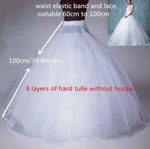 Ecowalson Jupon en tulle à 8 couches, accessoires <span class=keywords><strong>de</strong></span> mariage, chemise <span class=keywords><strong>sans</strong></span> cerceaux pour <span class=keywords><strong>robe</strong></span> <span class=keywords><strong>de</strong></span> <span class=keywords><strong>mariée</strong></span>, jupon large et bouffant - Product Image 2