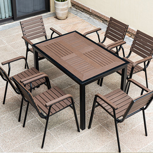 Hot Sale Wood <strong>Plastic</strong> <strong>Outdoor</strong> <strong>Table</strong> and Chairs Terrace Waterproof Rectangular 4-seater Wood <strong>Plastic</strong> <strong>Outdoor</strong> <strong>Table</strong> and Chairs - Product Image 4