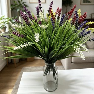 Bouquet de lavande à 7 tiges, fleur artificielle en plastique de 30cm à 100cm, décoration intérieure et extérieure - Product Image 2