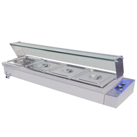 Présentoir de nourriture chaude de Restaurant vitrine de Buffet de cantine Bain Marie avec couvercle de protection en verre équipement de restauration commerciale