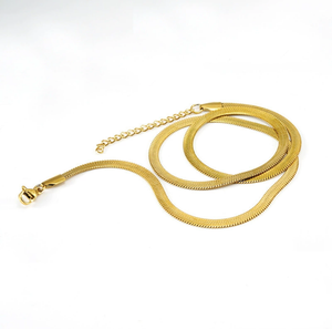 Europäischer und Amerikanischer Hip-Hop-Stil Schlüsselbein-Kette 18K Vergoldete Edelstahl Breite Flache Schlangenknochen-Kette Halskette - Product Image 2