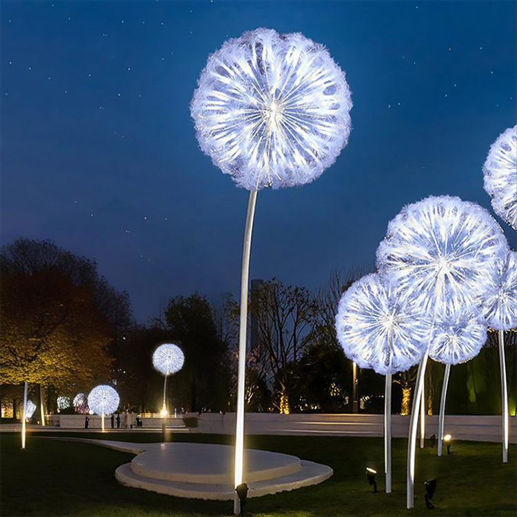 Curved Pole LED Large Dandelion Landscape