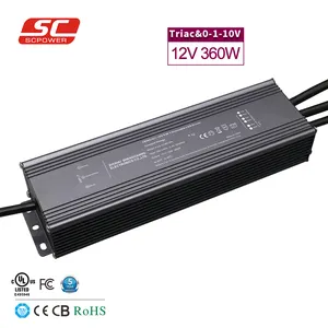 Triac de tensão constante sc 12v 30a 360w, 0/1-10v, regulação ip 66 led