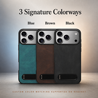 Étui de téléphone personnalisé en cuir PU, toucher doux, support métallique pliable, coque antichoc pour iPhone séries 17 et 18