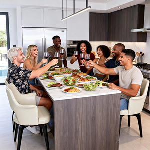 Set di Sedie da Pranzo Moderne di Lusso in Pelle con Braccioli, Stile Minimalista con Gambe in Metallo per Ristoranti o Appartamenti - Product Image 1