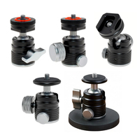 Accessoires de studio : Tête sphérique mini pivotante en alliage d'aluminium à rotation 360° pour trépied, monopode, anneau lumineux, avec trou de 1/4 pouce pour fixation caméra