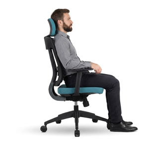 Chaise de bureau ergonomique moderne en maille KINSHA VTM-01 avec accoudoirs réglables manuellement, appui-tête intégré, fonction pivotante et réglage de la hauteur, en nylon pour la maison - Product Image 1