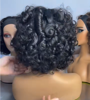 Perruque bandeau en cheveux brésiliens vierges, densité 250%, bouclée et volumineuse, 14 pouces, sans dentelle, sans colle, demi-perruque fabriquée à la machine pour femmes noires, garantie 2 ans