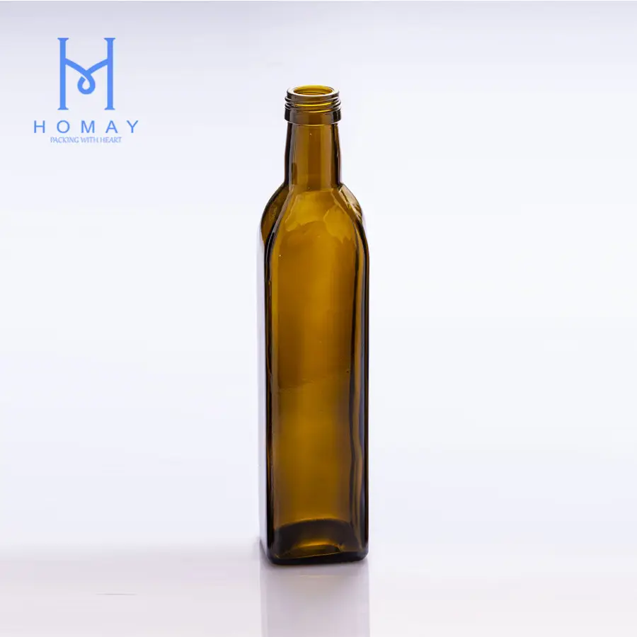 500Ml Amber Vierkante Olijfolie Glazen Fles Emoty Glazen Fles Voor Olijfolie