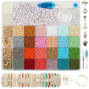 12000Pcs 3 Mm Thủy Tinh Bead Bộ, Tự Làm Hạt Cho Threading Với Colourful Thư Hạt Cho Quà Tặng Ý Tưởng Vòng Tay, Giáng Sinh, Ngày Lễ