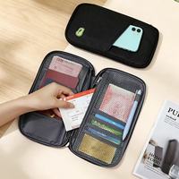 Dompet Organizer Paspor Kanvas Ringan dengan Ritsleting, Tempat Kartu Multifungsi, Cetak Logo Kustom dengan Sablon Sutra