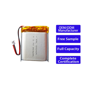 Baterias de íon de lítio em embalagem flexível de polímero 803035 3.7V 850mAh com certificação KC CE de fábrica para câmera CCTV / fita de LED - Product Image 1