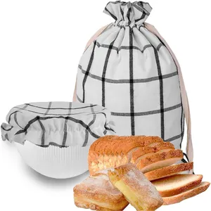 Saco de armazenamento de pão reutilizável bolsa de fermento de pão de linho personalizada