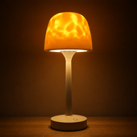 Lampe de table moderne et simple en forme de champignon, à piles, LED, avec interrupteur, intensité réglable, 2700K, projection d'ambiance, en plastique, portable