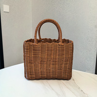 Sac fourre-tout décontracté en faux rotin tressé pour femme, sac à main portable tendance, cadeau d'anniversaire, boîte cadeau, emballage cadeau pour festival