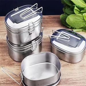Stainless Steel <b>Lunch</b> <b>Box</b> Double Layer Rectangle Sealed Bento <b>Box</b> Portable With Handle For Students - Product Image 3