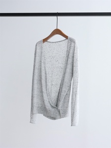 Cardigan in <span class=keywords><strong>maglia</strong></span> sottile coreano <span class=keywords><strong>con</strong></span> scollo a V in misto lino e filato di carta, a maniche lunghe, per l'inizio dell'autunno, vestibilità ampia e stile casual - Product Image 3