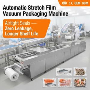 Machine d'emballage sous vide à film étirable entièrement automatique certifiée CE ISO pour viande séchée, saumon, fromage, saucisses, personnalisable - Product Image 1