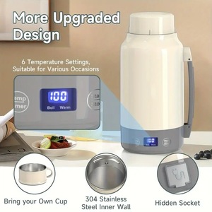 <b>Kettle</b> Travel-Size 1.0L Stainless Steel 800W 110V US Standards Smart Temperature Control Automatic Shut-off Insulation - Product Image 3