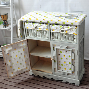 Factory Wholesale Cheap Custom Size Solid Wood <strong>Ironing</strong> Board Storage Cabinet <strong>With</strong> Wicker <strong>Drawer</strong> - Product Image 5