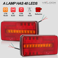 Feux arrière de remorque rectangulaires à LED homologués ECE 12V/24V, lampes combinées universelles avec indicateur de position de frein