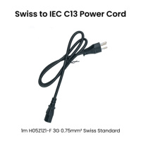Câble d'alimentation Huizon HZC-C-4, norme européenne AC IEC C13, H05ZIZI-F 3G 0.75mm 1M Noir CE SAA RoHS, ignifuge LSZH pour
