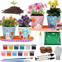 Kit de jardinage pour enfants à 4 pots - Arts et artisanat éducatifs pour les plantes et les fleurs pour les enfants de 5 à 12 ans Activités de printemps Cadeau d'anniversaire/Pâques