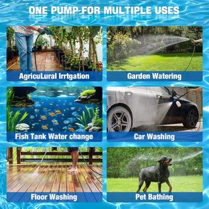 Adaptateur de pompe à eau <span class=keywords><strong>Ryobi</strong></span> compatible avec la <span class=keywords><strong>batterie</strong></span> <span class=keywords><strong>Ryobi</strong></span> 18V, pompe utilitaire submersible 120W 635GPH, pompe de transfert pour piscines, jardins - Product Image 6