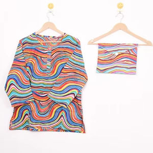 Conjunto de Pijama Floral Estampado Multicolor - Ropa de Dormir de Algodón Artesanal, Ropa de Dormir y de Estar por Casa de Verano Estilo Bohemio para Mujer, Regalo - Product Image 1