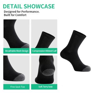 Chaussettes de sport décontractées d'automne <span class=keywords><strong>100</strong></span>% <span class=keywords><strong>coton</strong></span> respirantes légères mi-mollet couleur unie chaussettes en <span class=keywords><strong>coton</strong></span> logo personnalisable - Product Image 2