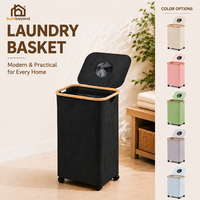 Panier à linge de recyclage moderne en tissu Panier de rangement pliable et étanche en bambou pour la collecte de bouteilles